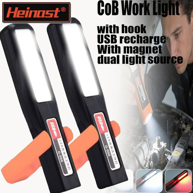 Heinast COB-LED-Arbeitsleuchte in Schwarz mit Magnet und Haken, wiederaufladbare Taschenlampe und Notlicht für Profis - Bild 1