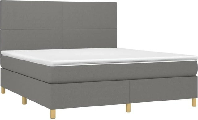 vidaXL Boxspringbett Hybrid mit Matratze und LED-Beleuchtung in Dunkelgrau, B/T/H: 180 x 200 x 118 cm - Bild 1