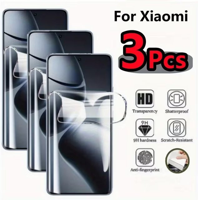 3er Pack Hydrogel Display Schutzfolie für Xiaomi Redmi 12 4G 5G, Redmi Note 12 Pro Plus und Redmi Note 12S, transparent - Bild 1