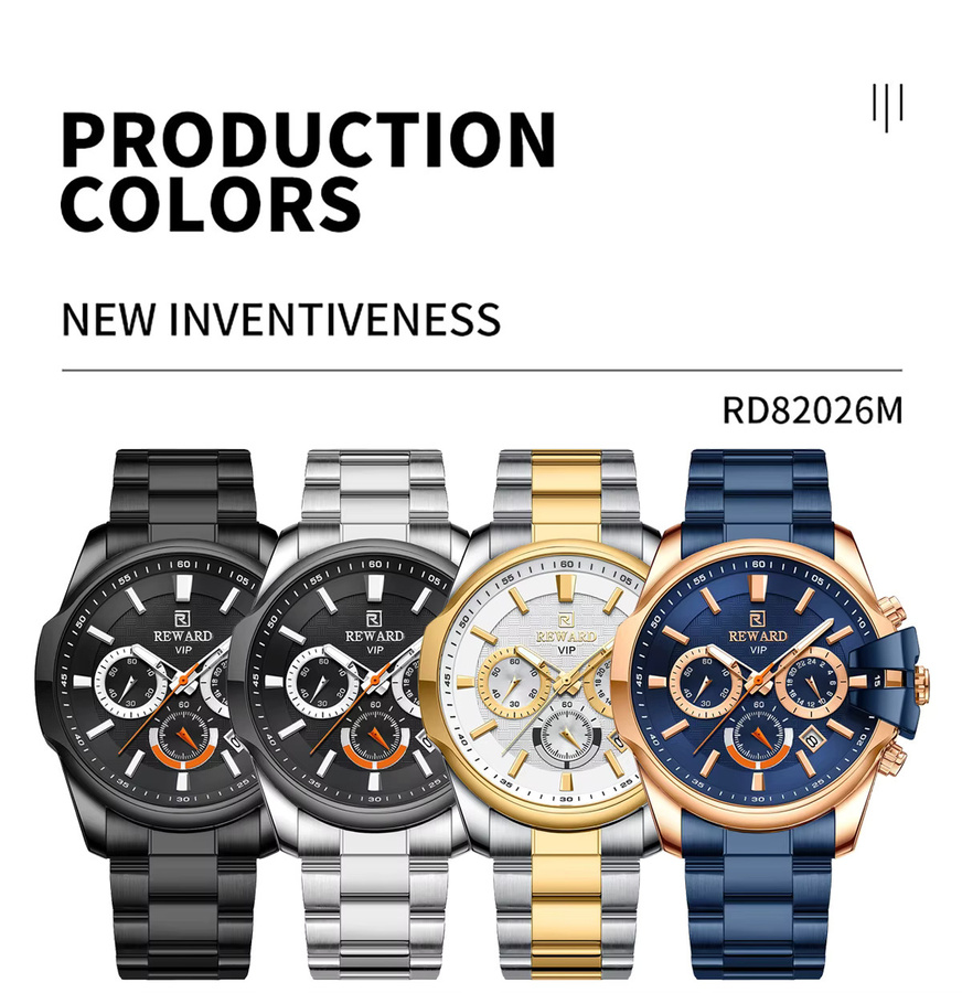 BELOHNUNG Armbanduhr Chronograph, Quarz, Edelstahl, Schwarz, Herren - Bild 2