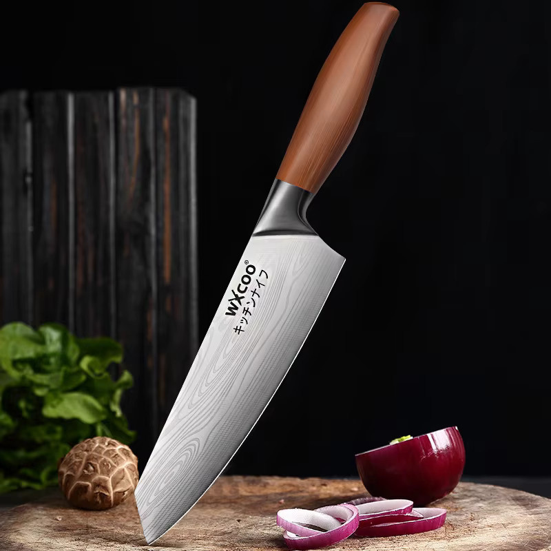 WXCOO 1- bis 4-teiliges Edelstahl-Küchenmesser-Set mit Laser-Damaszener-Muster inklusive Obstschäler für Obst und Gemüse - Bild 3