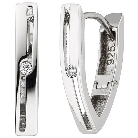 Colfem Creolen 925 Sterling Silber, 2 Zirkonia, Damen - Bild 1
