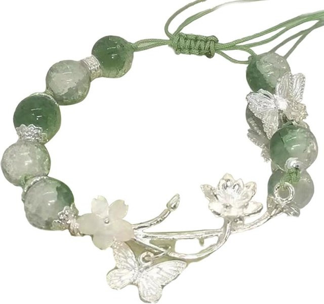 XYNN Armband, Schmetterlingsanhänger, Lotusperlen, Jadeimitat, grün, Damen - Bild 1