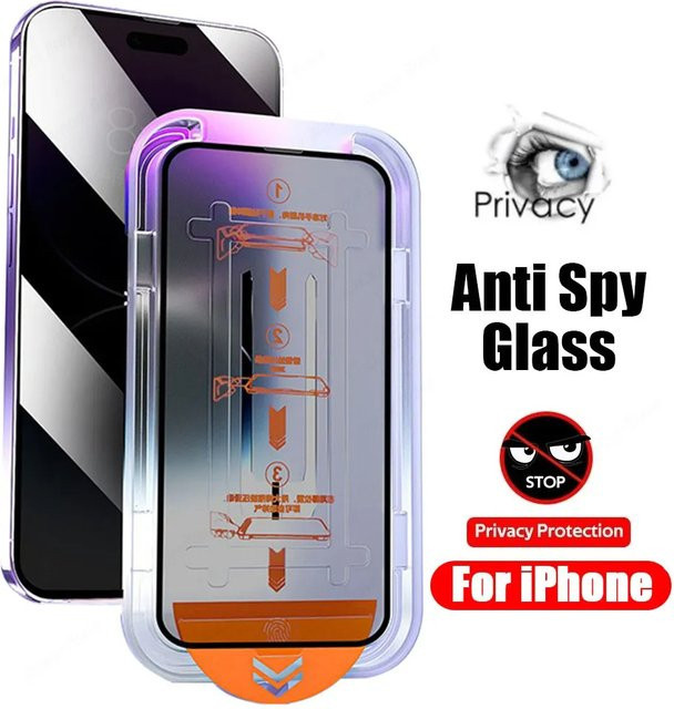 Sichtschutz Panzerglas Displayfolie für Apple iPhone 15 14 13 12 11 Pro Max Plus Mini XR XS in Transparent - Bild 1