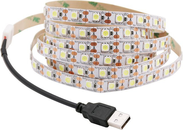 XUNATA USB LED-Streifen 5050 für TV-Hintergrundbeleuchtung, Kaltweiß und Warmweiß, 60 LEDs/m, 5V - Bild 1