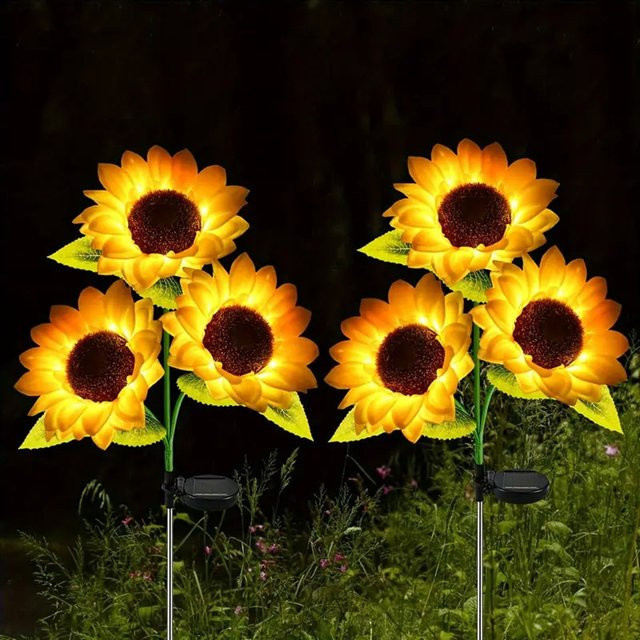 Peach Forest Solar Sonnenblumen LED Gartenleuchte, Gelb, Warmweiß - Bild 1