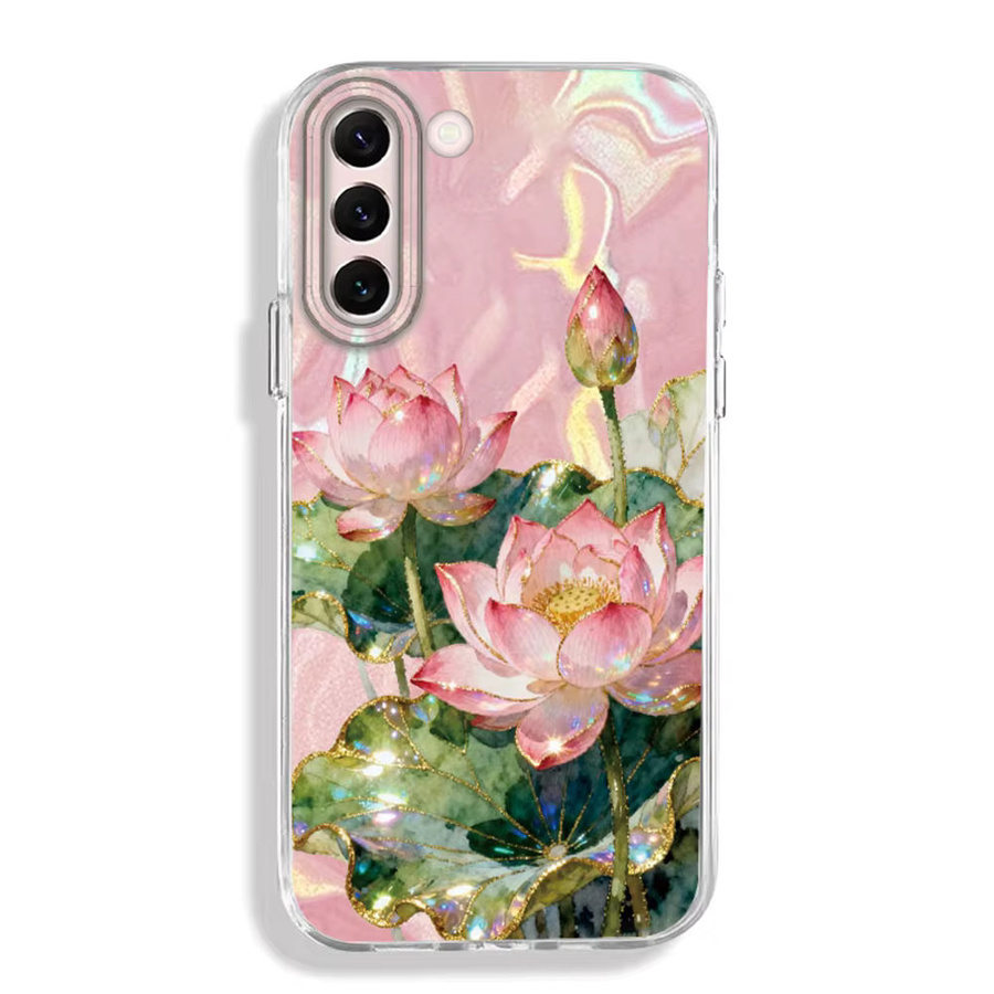 Handyhülle mit Rosa Pfingstrose und Lotus Print für Samsung Galaxy S22 S26 S25 S24 S23 S21 Plus S20 FE Ultra, TPU Cover in Pink und Multicolour - Bild 3