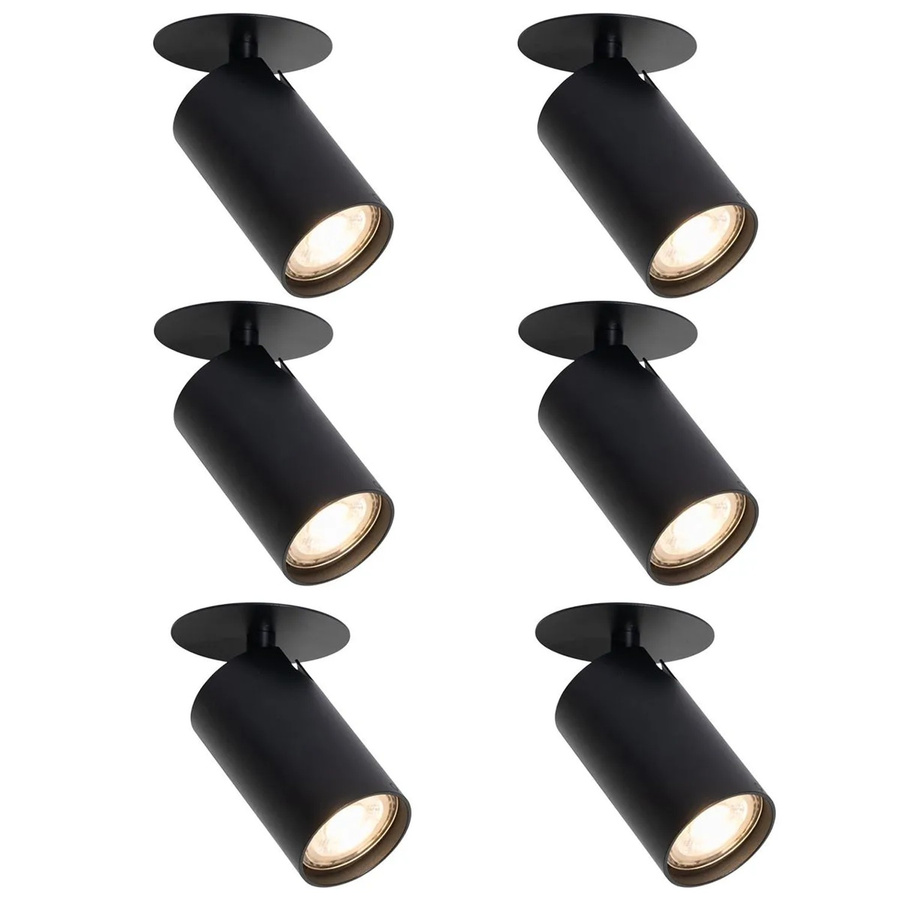 QAZQA Set mit 6 modernen Einbaustrahlern in Schwarz, GU10, Durchmesser: 55 mm - Bild 2