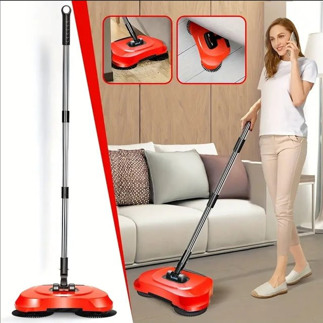 Untior 360 Grad Handschubkehrmaschine in Rot mit Kehrschaufel und Wischfunktion für die Reinigung im Home Office - Bild 1