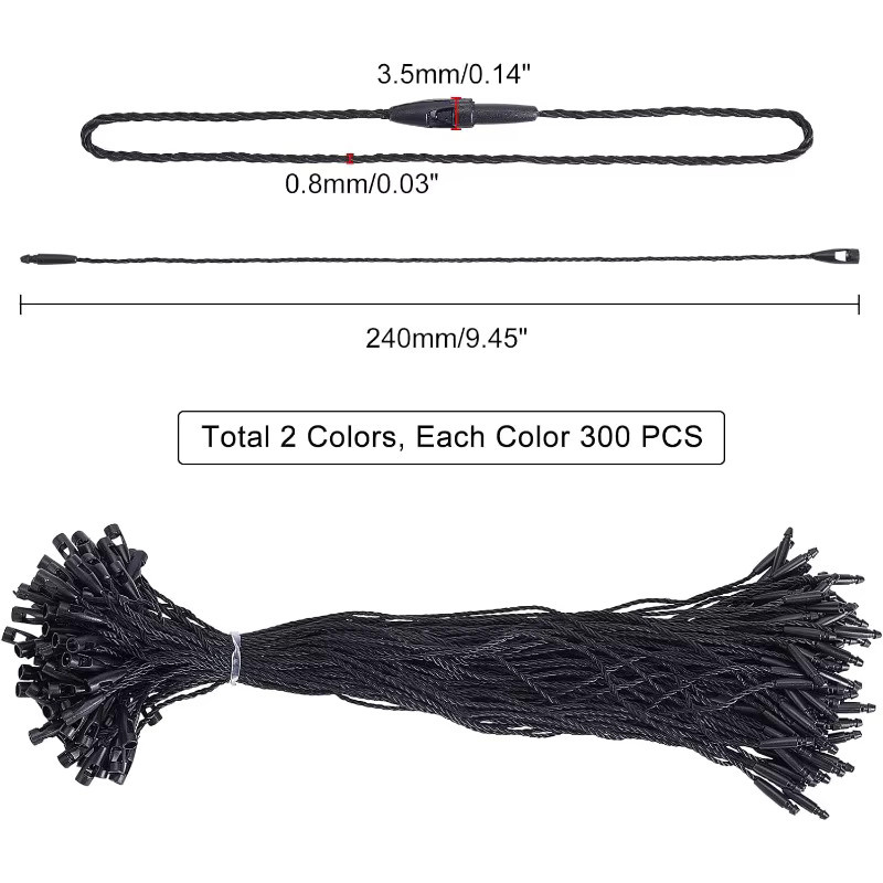 600 Stück Nylon Anhängerbänder mit Snap Lock Pin Loop Verschluss in Schwarz und Weiß - Bild 3