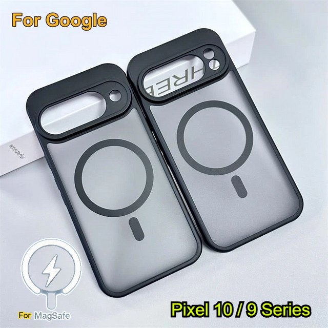 MagSafe Wireless Charging Case für Google Pixel 10 9 8 7 6 Pro XL mit harter PC-Rückseite und weichem TPU, stoßfest und matt, transparent - Bild 1