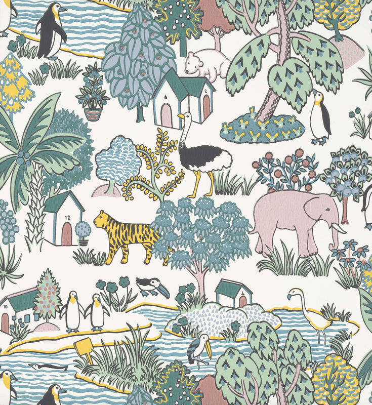 Little Greene Tapete Animal Kingdom Florence mit Tiermotiv in Mehrfarbig für das Kinderzimmer - Bild 2