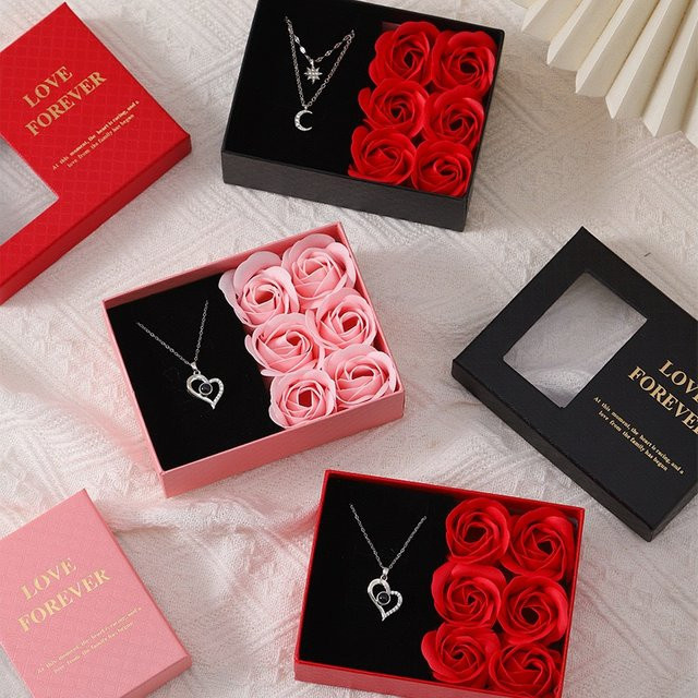 Romantische Schmuckgeschenkbox mit Tasche und Fensterdesign für Ringe und Anhänger - Bild 1