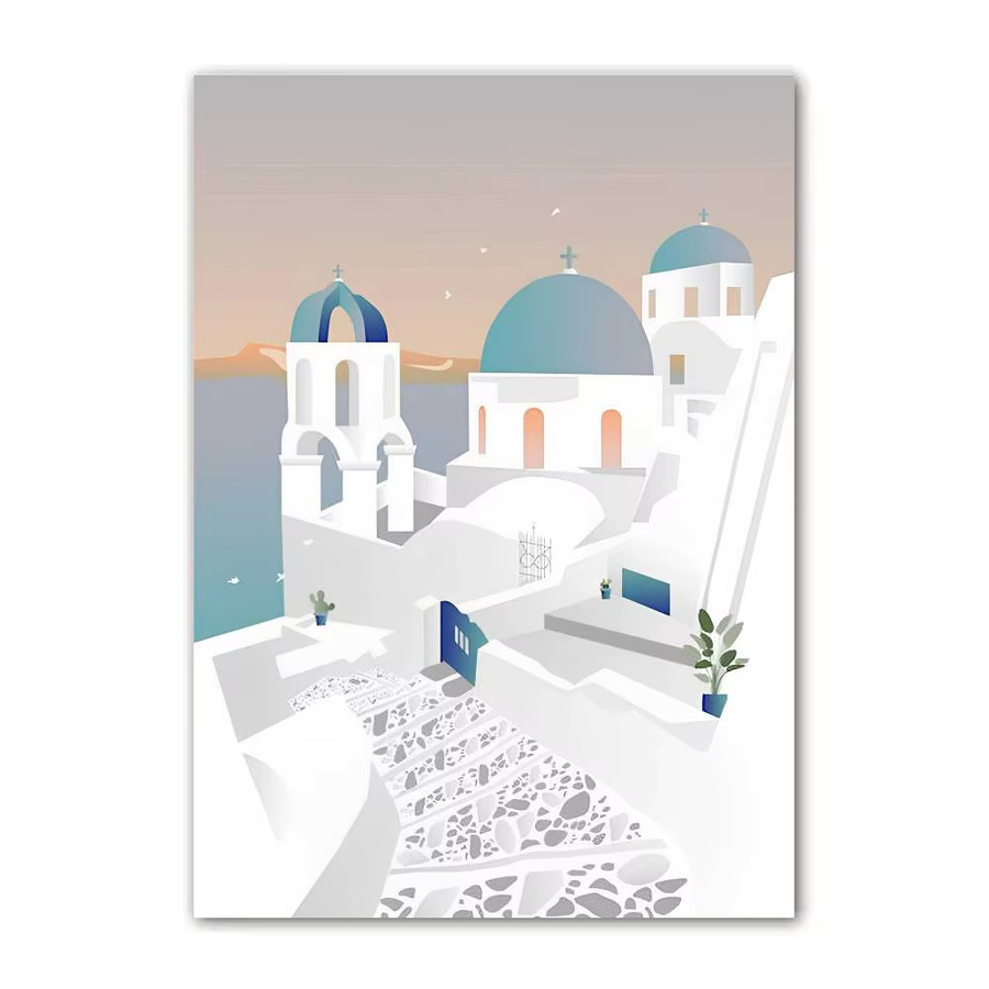 Sommer Santorini Griechenland Reiseposter von Potdemiel als ungerahmtes Wandbild für dein Wohnzimmer, Schlafzimmer oder Büro in Mehrfarben - Bild 2