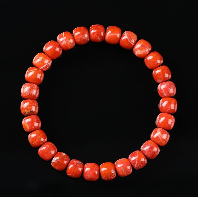 Armband Roter Achat, Barrel Perlen, Damen - Bild 1