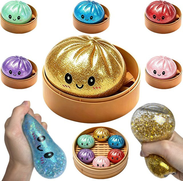 Potdemiel Buntes Glitzer-Baozi-Squishy-Spielzeug mit Dampfgarer, multicolour - Bild 1