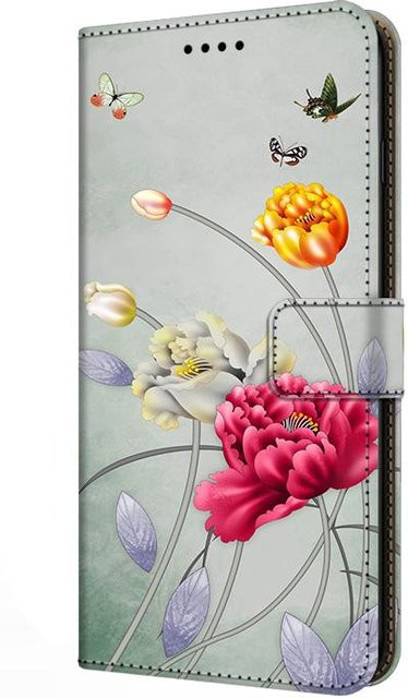 Samsung Galaxy A57 A17 A26 A36 A56 5G Flip-Ledertasche mit Geldbörse und Ständer Funktion in Multicolour mit Blumen-Tier-Design und Trageriemen - Bild 1