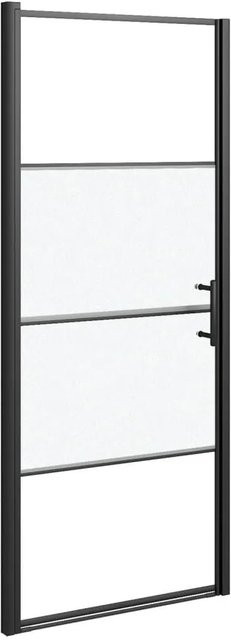 vidaXL Duschtür aus Hartglas in Schwarz mit halbmattem Glasfinish, Breite: 91 cm, Höhe: 195 cm - Bild 1