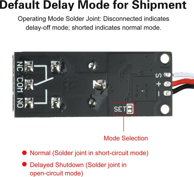 PWM Elektronisches Schaltrelais für RC-Modelle in Schwarz, 5–18 V, mit einstellbarem Verzögerungstimer und Motorcontroller-Schalter - Bild 1