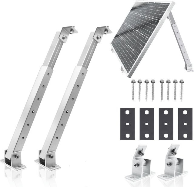 CP-SETUNO Solarpanel-Fußhalterung in Silber, verstellbare Neigungsverstellung mit Federkugeln für Wohnmobil-Dach und Boot - Bild 1