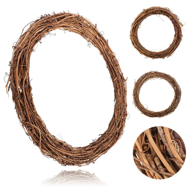 Natürliche getrocknete Rattan Ringe in Braun als DIY Bastelset für Weihnachts-Kränze und Wanddekoration - Bild 3