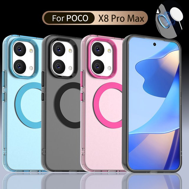 Magnetische transparente Handyhülle für Xiaomi Poco X8 X7 X6 X5 F7 F6 M8 M7 M6 Pro White - Bild 1
