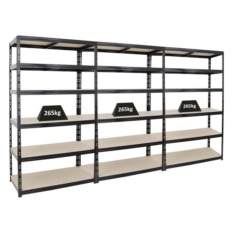 PROREGAL Schwerlastregal Giant Tiger XL Set aus 3 Regalen, Schwarz, 6 Ebenen, H x B x T: 220 x 120 x 60 cm - Bild 2