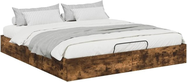 vidaXL Ottoman Bettgestell mit Lift-up-Funktion in Raucheiche, Braun, B/T/H: 193 x 120 x 25 cm - Bild 1