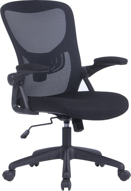 byLIVING Bürostuhl FLEX Drehstuhl mit Armlehnen und Rollen, Webstoff und Kunststoff, Schwarz - Bild 1