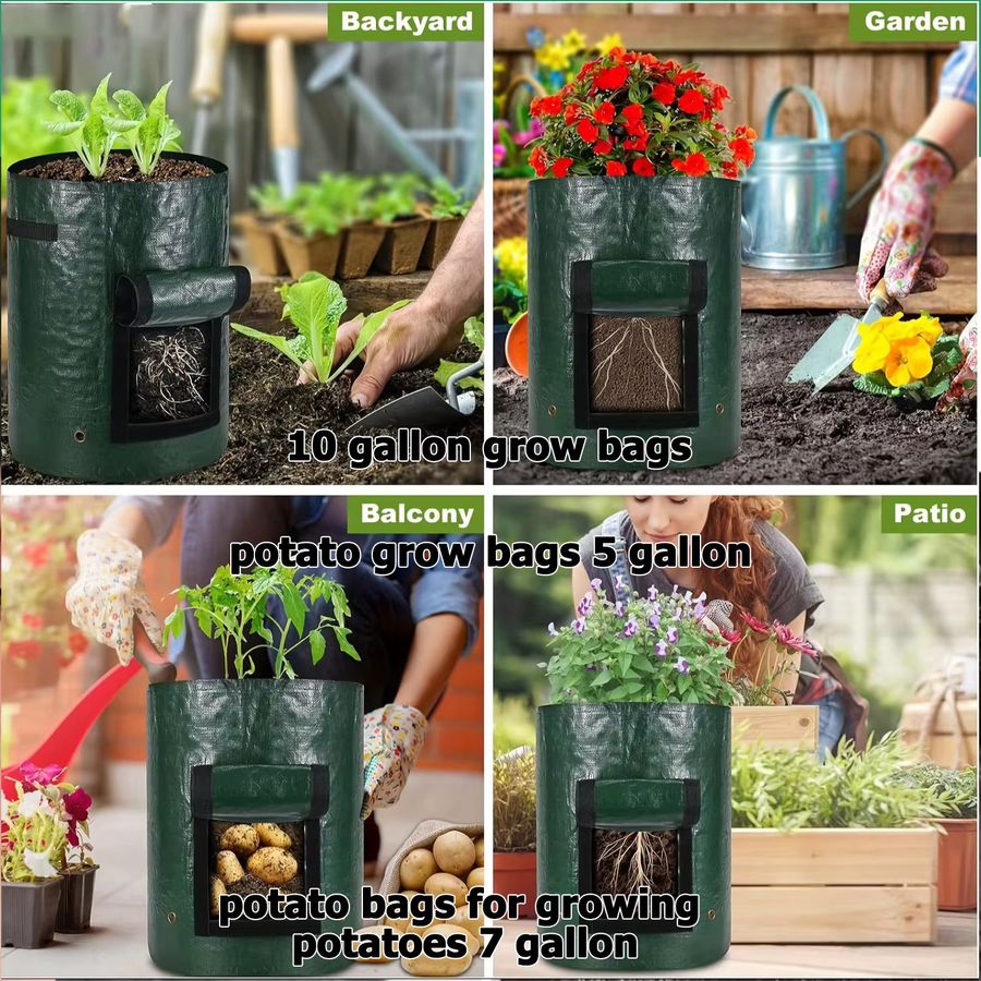 SPONDWILD 5er Set Wachstumsbeutel aus PE für Gemüse und Pflanzen, 7 Gallonen Gartentöpfe für Outdoor und Garten - Bild 4