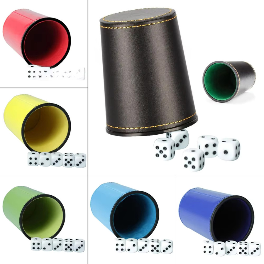 Trompete Flanell Würfel Tasse mit Würfeln, Kunstleder PU, Grün, Bunt / Mehrfarbig - Bild 1