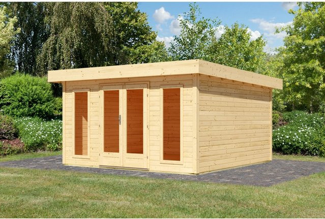 Karibu Gartenhaus Adelie aus Massivholz Fichte in Naturbelassen mit Pultdach, B/T/H: 238 x 393 x 393 cm - Bild 1