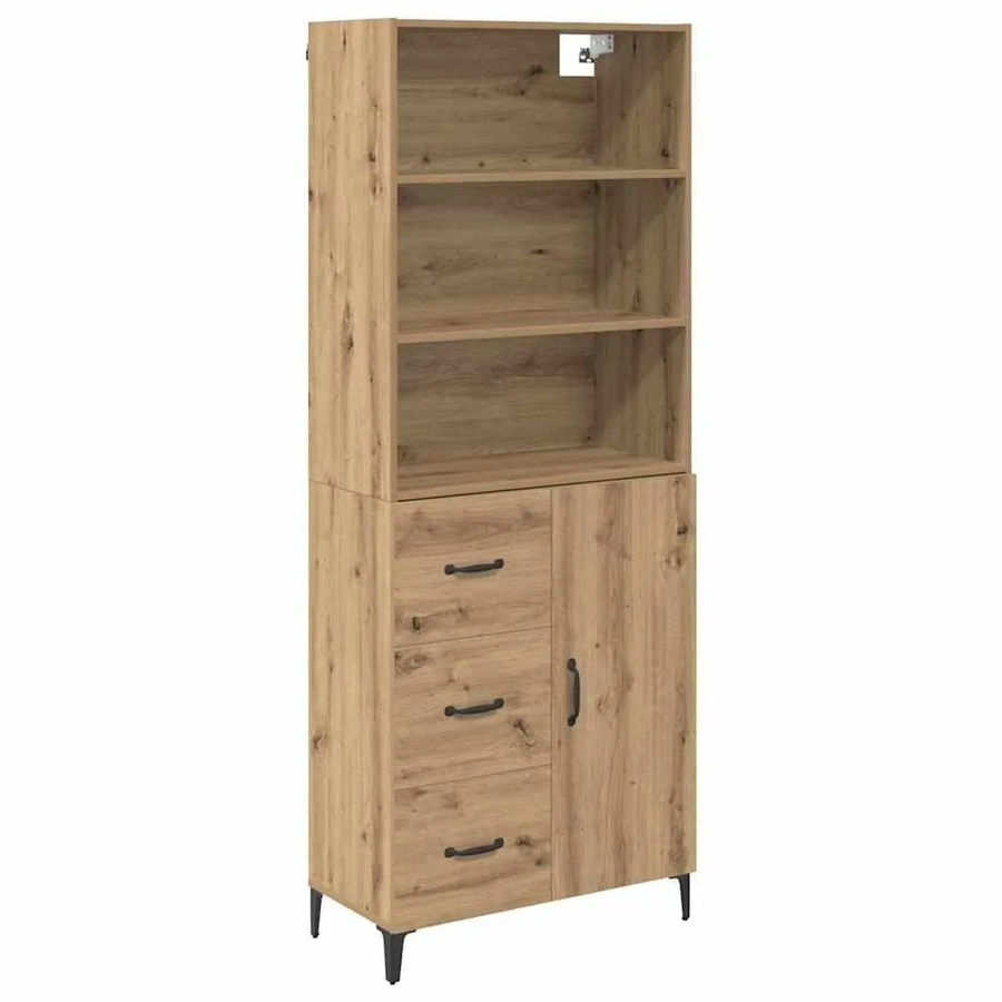 vidaXL Highboard Artisan-Eiche in Braun mit Türen und Schubladen, B/T/H: 69,5 x 34 x 180 cm - Bild 2