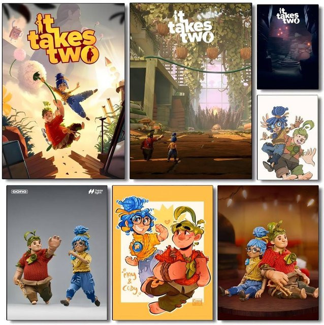 Bilibili It Takes Two Poster-Aufkleber, wasserfester Wandkunst-Aufkleber in Mehrfarben für Wohnzimmer und Schlafzimmer - Bild 1