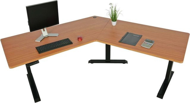 Elektrisch höhenverstellbarer Schreibtisch MCW-D40 Computertisch stufenlos in Natur und Schwarz - Bild 1