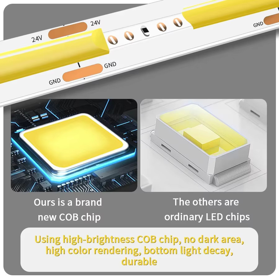 Aamasun Dimmbarer COB LED Streifen mit 320 LEDs/m, Breite: 8 mm, erhältlich in verschiedenen Längen und Farbtemperaturen (3000K, 4000K, 6000K) für deine Zimmerdekoration - Bild 4