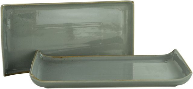 CreaTable Nature Collection BBQ Platte 2-tlg, steingrau, Keramik, Höhe: 3,5 cm - Bild 1