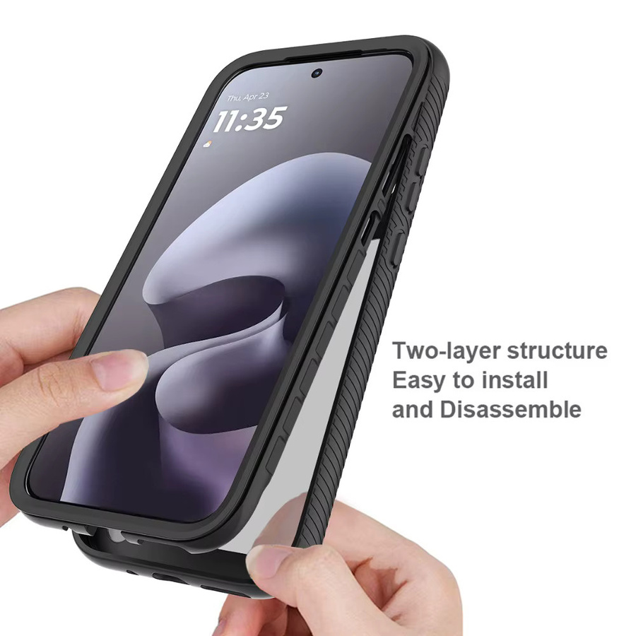 Robuste Panzer-Magnet-Hülle für Motorola Moto G87 G77 G67 G17 G06 G56 G86 Power 5G mit Soft-Touch-Bumper und Fallschutz in Schwarz und Grün - Bild 3