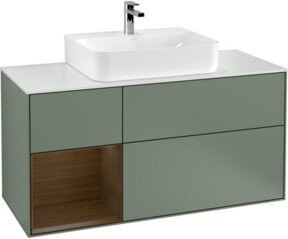 V&B Waschtischunterschrank Finion in Walnussveneer mit Lackierung, Breite: 120 cm, Tiefe: 50,1 cm, Höhe: 50,1 cm - Bild 1