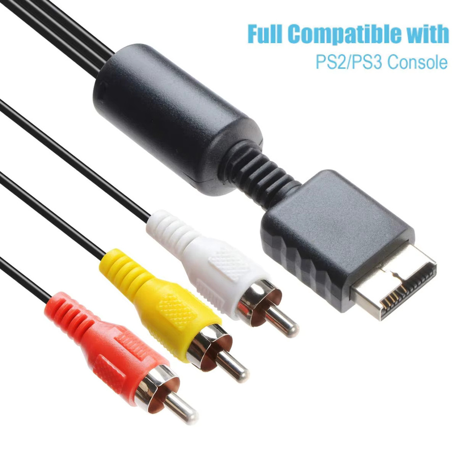 TECTINTER AV-Audiokabel Game Composite mit 3 RCA Steckern aus Kupfer, 1,8 m, Schwarz/Mehrfarbig, für Sony PlayStation PS1, PS2 und PS3 Konsolen - Bild 2