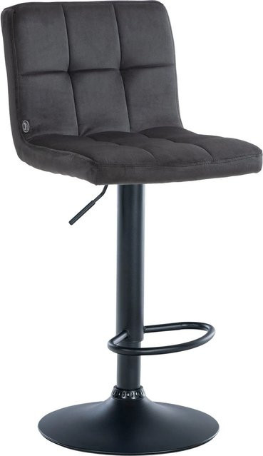DELUKE Barhocker BRISBAN Schwarz Samt mit Lehne und 360 Grad Drehsitz - Bild 1