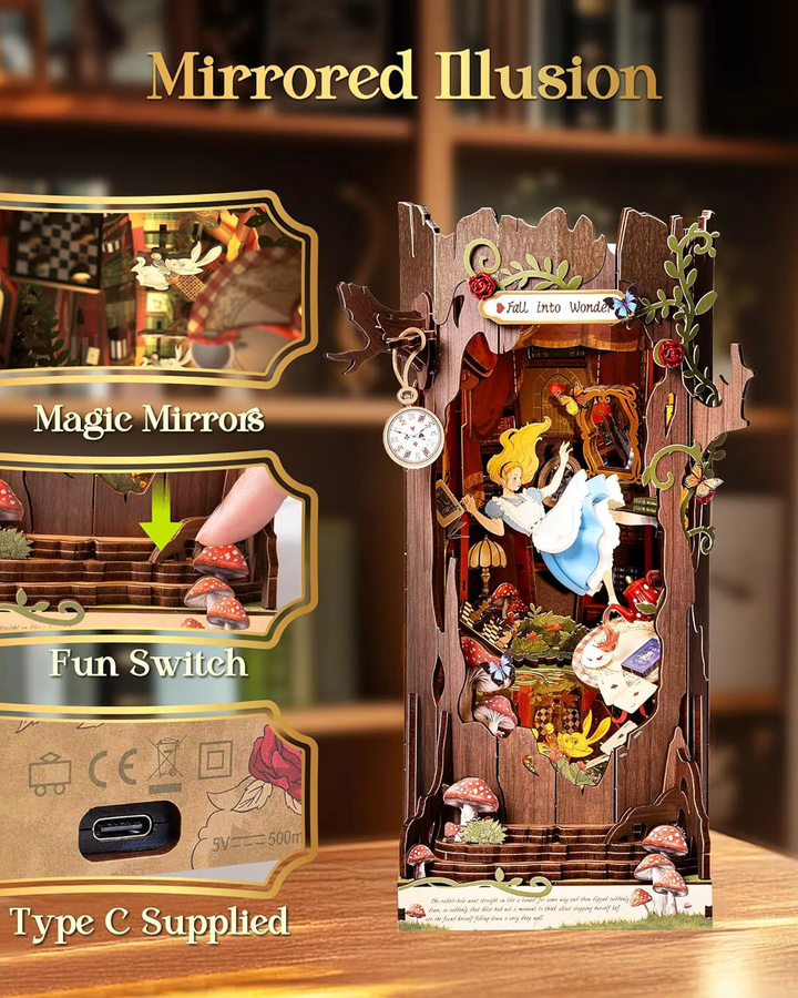 Robotime Rolife Fall into Wonder DIY Book Nook Kit, 3D Holzpuzzle, mit Lichtern, ab 14 Jahren - Bild 4