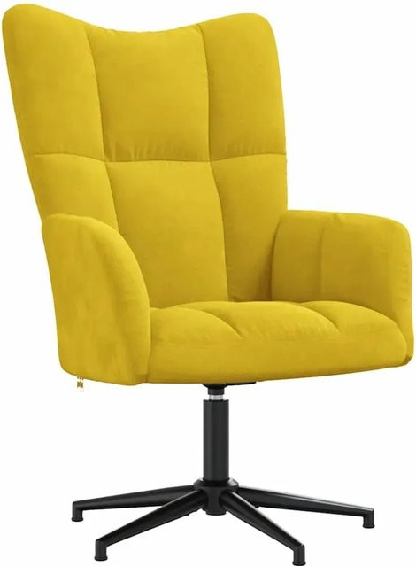 vidaXL Relaxsessel aus Samt in Senfgelb mit Stepp-Design und 360-Grad-Drehfunktion - Bild 1