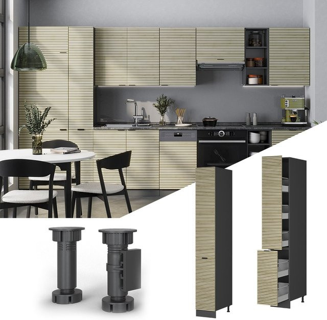 Vicco Apothekerhochschrank Fame-Line in Anthrazit und Eiche mit Soft-Close-Scharnieren und Regalböden, Breite: 30 cm - Bild 1