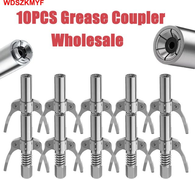 10er Set Heavy-Duty Schnellkupplungen für Fettpressen und Ölpumpen, 10000 PSI, Farbe: Silber - Bild 1