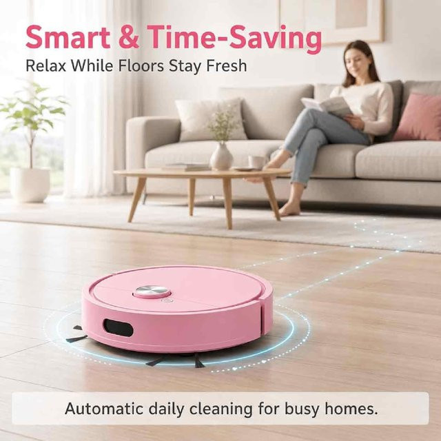 APWIKOGER 3-in-1 Saugroboter mit Wischfunktion und Smart Home App-Steuerung in Pink - Bild 1