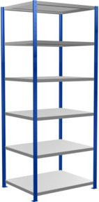 Schulte Grundregal Steckregal MULTIplus330 mit 6 Fachböden und Kreuzstrebe, Farbe: Enzianblau/Verzinkt, B/T/H: 250 x 100 x 80 cm - Bild 1