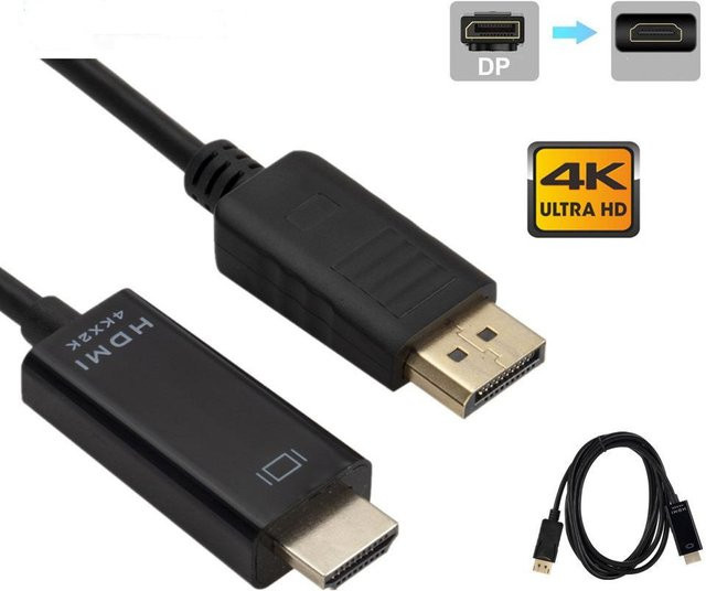 Eelhoe DisplayPort zu HDMI Video und Audio Konverter Adapter in Schwarz für Laptop, PC und Monitor, unterstützt 4K und 2K Auflösung - Bild 1