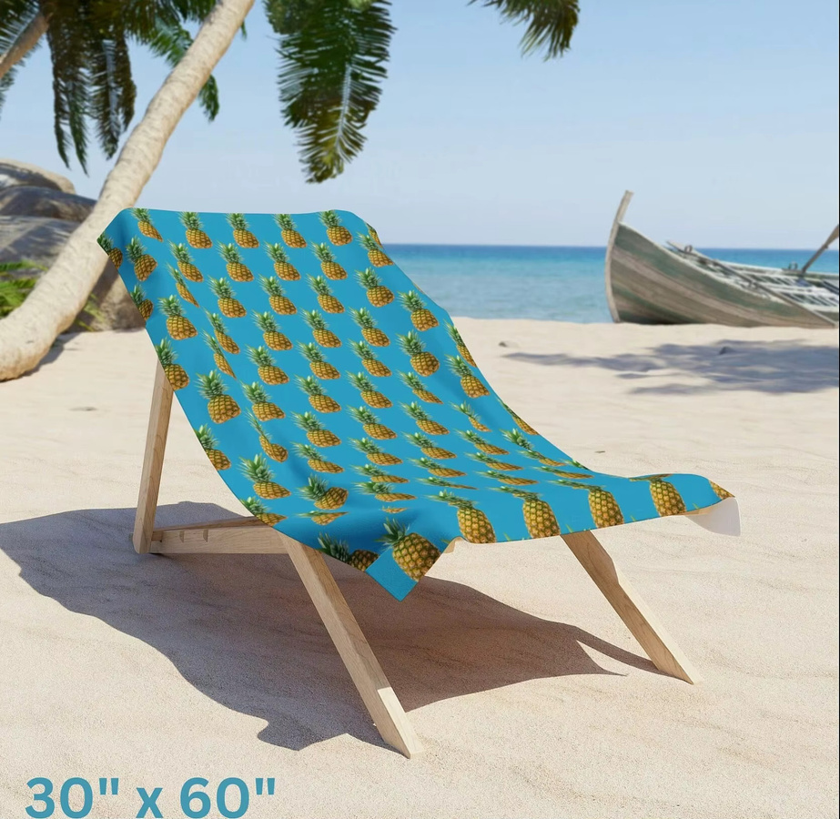 Hala Kahiki Ananas-Strandtuch im Tiki-Stil, weich und saugfähig - Bild 2
