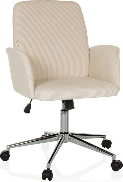 hjh OFFICE Home Office Bürostuhl SOLAO in Beige mit Cord-Stoff und Armlehnen - Bild 1